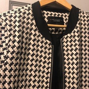 Houndstooth Knee-Length Bomber